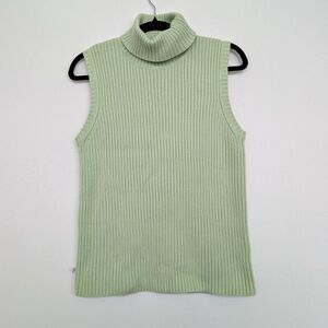 Vintage 90s Lauren Ralph Lauren Green Sleeveless Knit Turtleneck Sz L Timeless